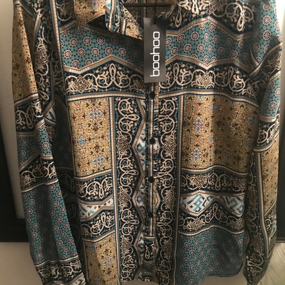 🚨⬇️BooHoo Rae Multicolor Button down Blouse - Picture 4 of 7